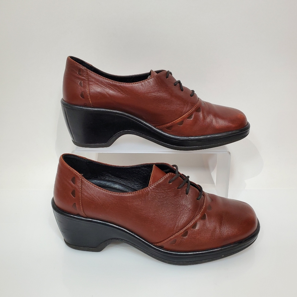 Dansko Brown Leather Lace Up Clogs